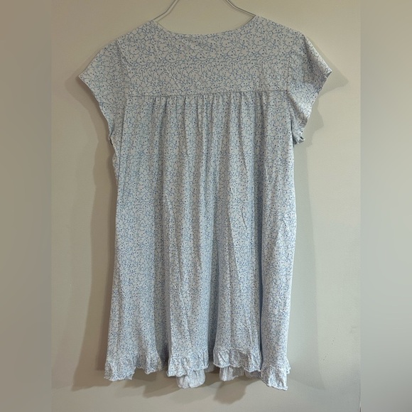 Eileen West Women's Large Short Mini Night Gown Blue Floral Tradwife 100% Cotton - Picture 8 of 10